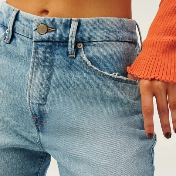 NWT Good American Good Girlfriend High Light Wash Blue Jeans - Size 12 / 31